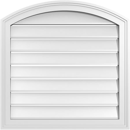 Ekena Millwork Arch Top Surface Mount PVC Gable Vent: Non-Functional, w/2"W x 1-1/2"P Brickmould Frame, 24"W x 42"H GVPAR24X4202SN